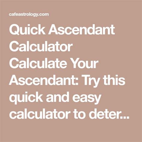 Quick Ascendant Calculator 